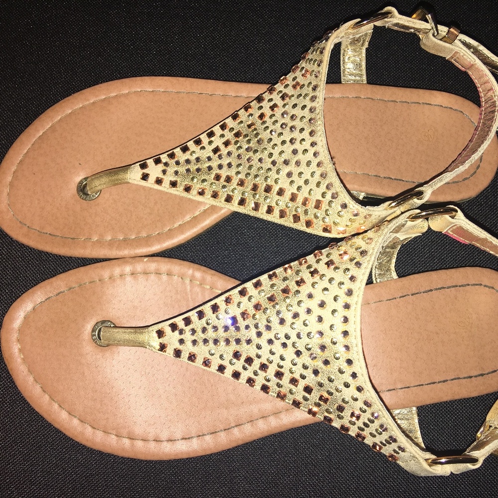 gold studded sandals